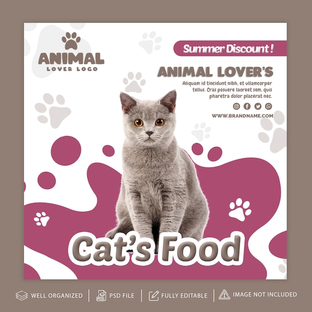 Modelo de postagem ou capa do instagram de animais de estimação