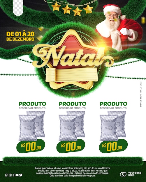 PSD modelo de postagem para redes sociais instagram feliz natal feliz natal no brasil