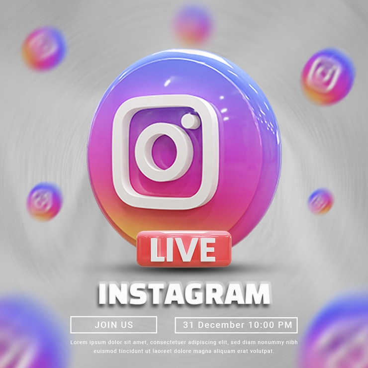 PSD modelo de postagem promocional de mídia social ao vivo do instagram ou postagem de publicidade de mídia social do instagram