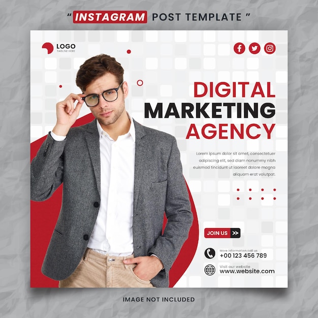 Modelo de postagem social de mídia de agência de marketing digital