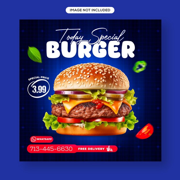 PSD modelo de postagens de mídia social do delicious burger psd.