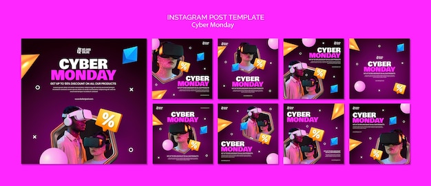 PSD modelo de postagens do cyber monday no instagram