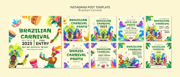 PSD modelo de postagens do instagram de carnaval brasileiro