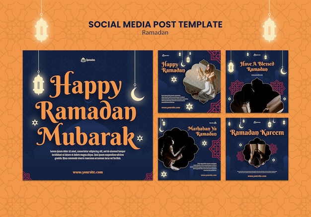 PSD modelo de postagens do instagram de celebração do ramadã