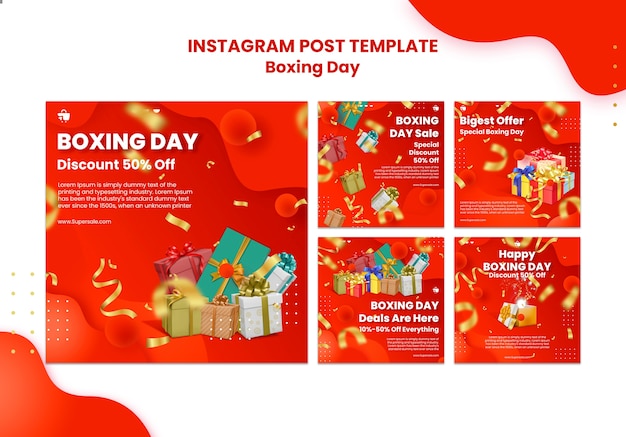 Modelo de postagens do instagram de dia de boxe realista