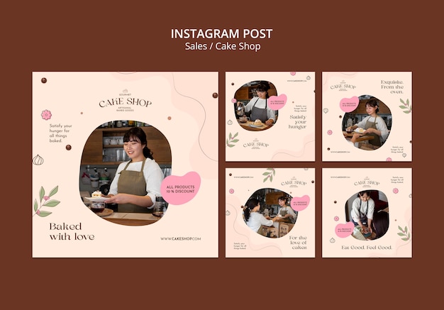 Modelo de postagens do instagram de venda de design plano