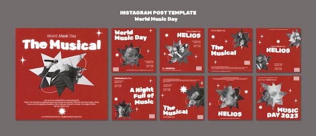 PSD modelo de postagens do instagram do dia mundial da música