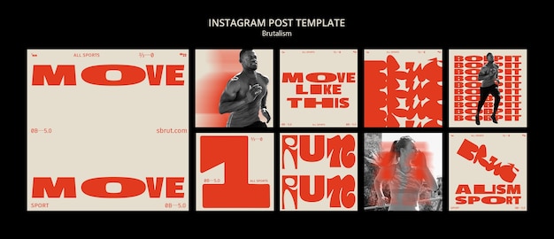 Modelo de postagens do instagram estilo brutalismo