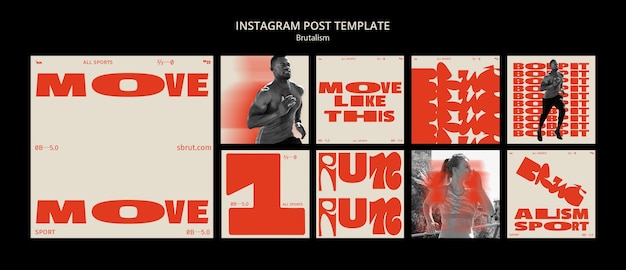 PSD modelo de postagens do instagram estilo brutalismo