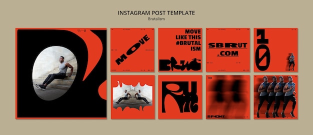 Modelo de postagens do instagram estilo brutalismo