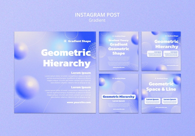 PSD modelo de postagens do instagram estilo gradiente