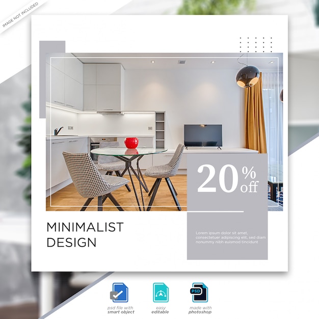 Modelo de postagens em mídias sociais de design de interiores