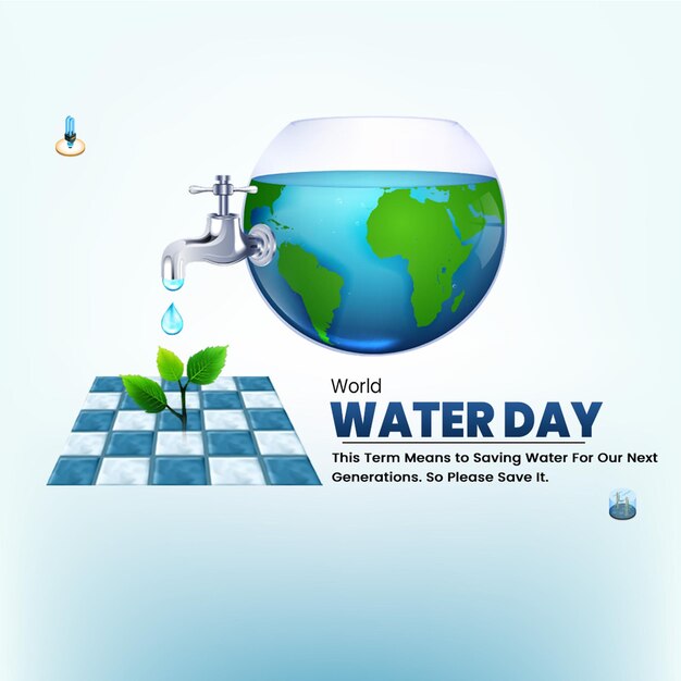 PSD modelo de postagens sociais do dia mundial da água