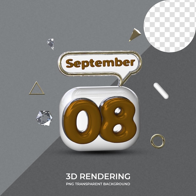 Modelo de pôster de 08 de setembro renderização em 3d