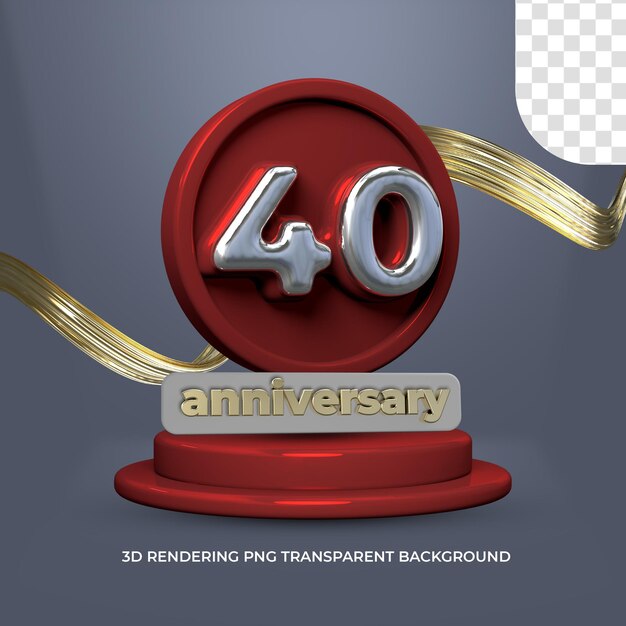 PSD modelo de pôster de 40 anos 3d render fundo transparente