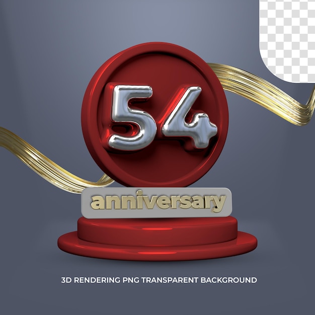 PSD modelo de pôster de comemoração de 54 anos 3d render fundo transparente