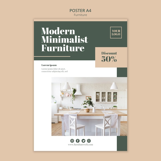 Modelo de pôster de conceito de móveis
