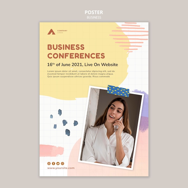 Modelo de pôster de conferências de negócios