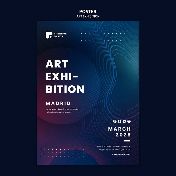 PSD modelo de pôster de exposição de arte