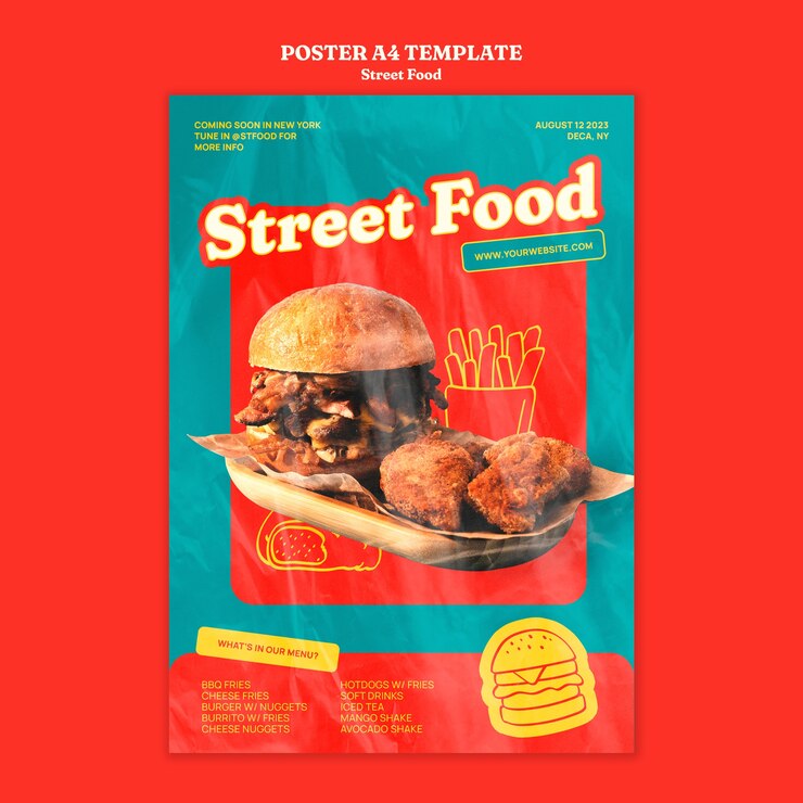 PSD modelo de pôster de festival de comida de rua