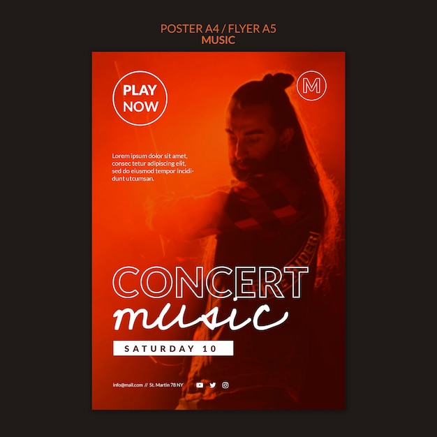 PSD modelo de pôster de música para concertos