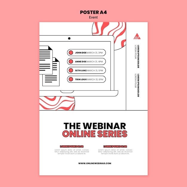 Modelo de pôster de webinar on-line de evento