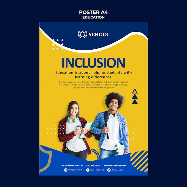 PSD modelo de pôster educacional com foto