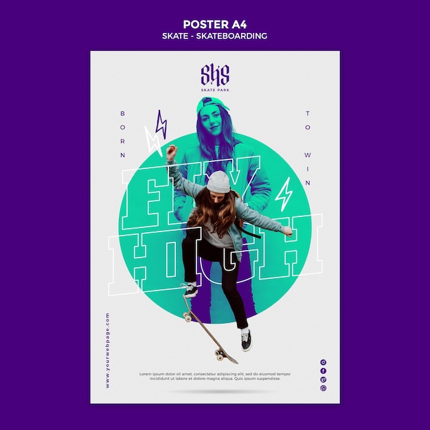 Modelo de pôster estilo de vida de skate
