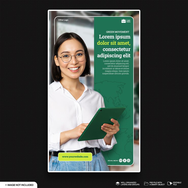 PSD modelo de pôster psd para a celebração do dia do movimento verde