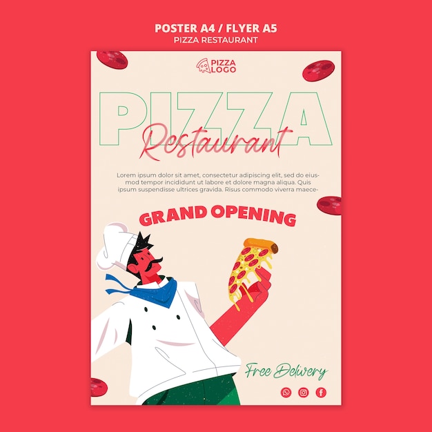 PSD modelo de pôster vertical para pizzaria