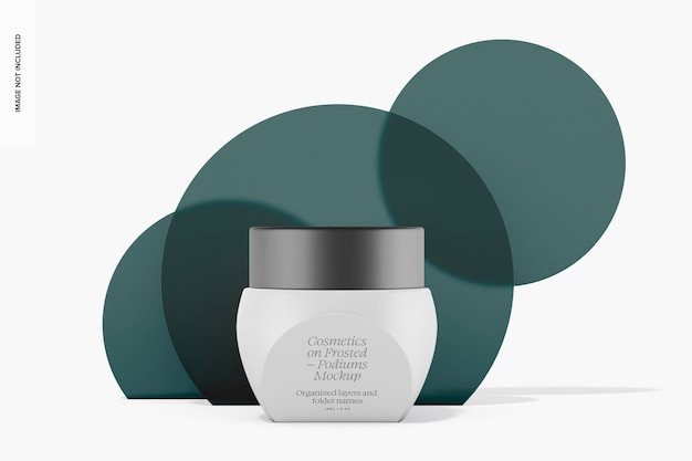 Modelo de pote de creme cosmético de plástico, vista frontal