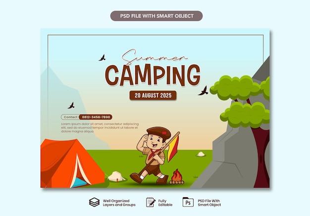 Modelo de projeto de acampamento de verão