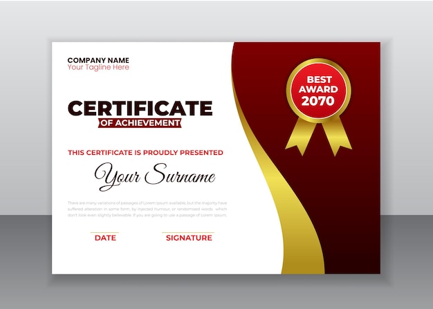 Modelo de projeto de certificado criativo