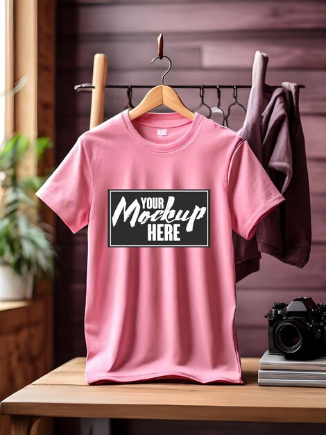 PSD modelo de projeto de maquiagem de camiseta rosa masculina editável para gancho psd