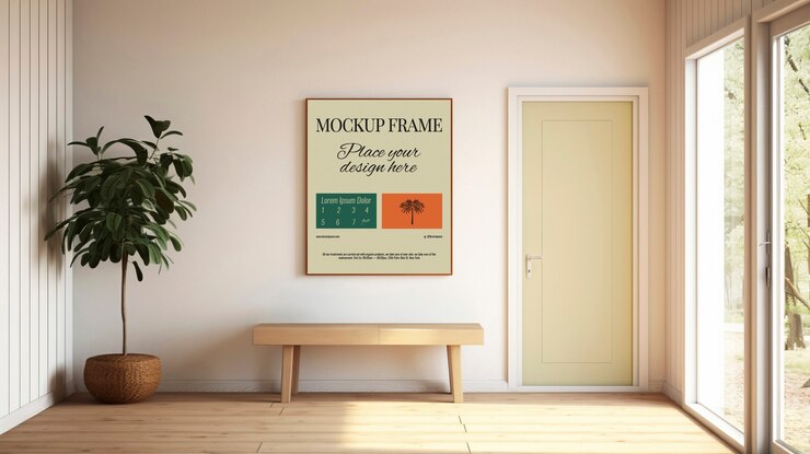 PSD modelo de projeto do quadro perto da porta