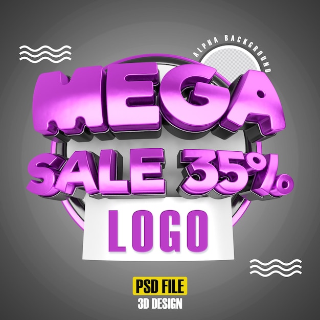 PSD modelo de promoção 35 de banner de mega venda 3d rosa moderno