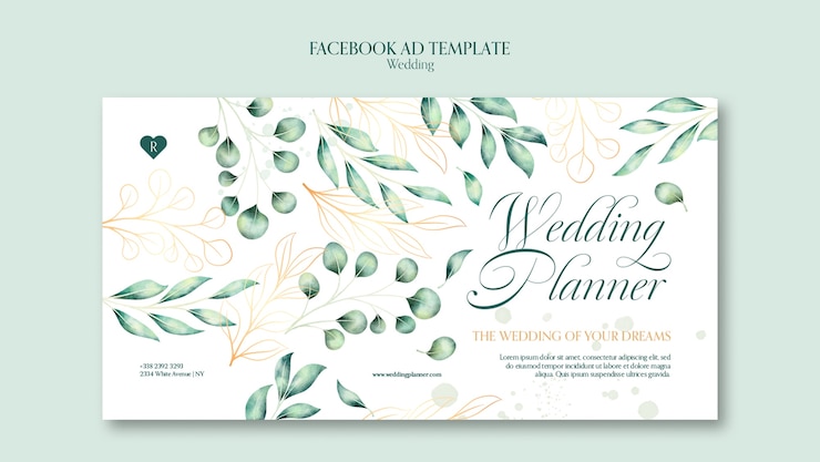 PSD modelo de promoção de mídia social de casamento em aquarela