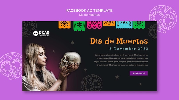 PSD modelo de promoção de mídia social dia de muertos