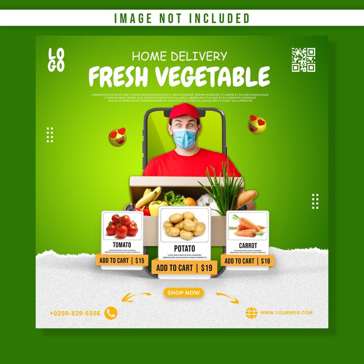 Modelo de promoção de postagem de mídia social de entrega de vegetais frescos