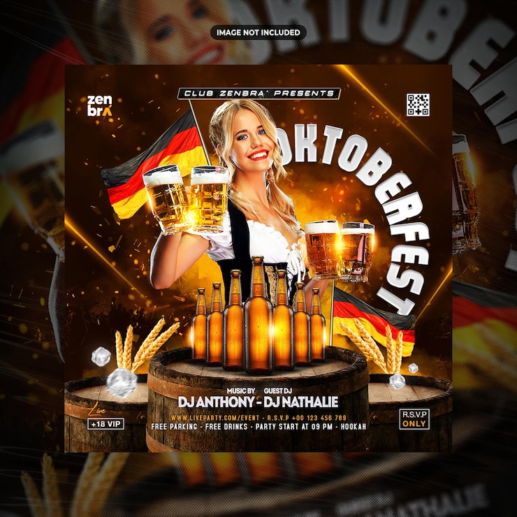 PSD modelo de promoção de postagem ou folheto de mídia social do festival de cerveja oktoberfest