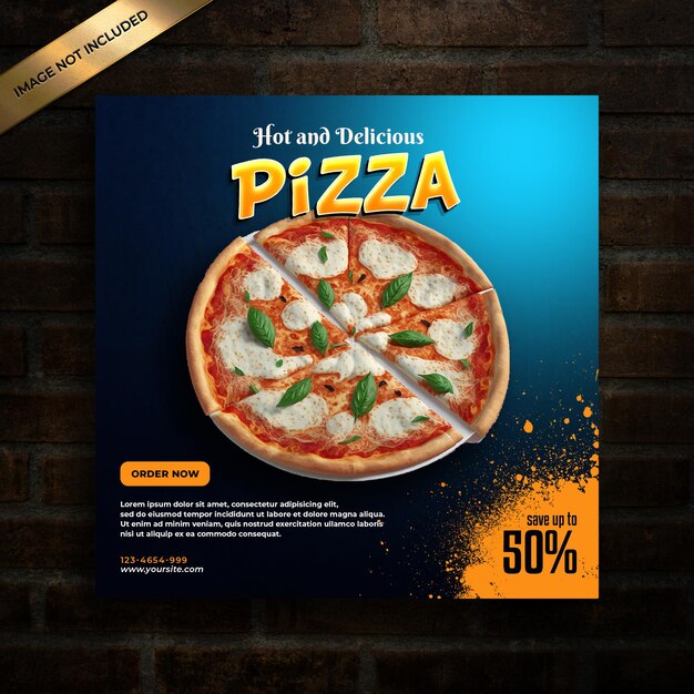 modelo de psd de banner de comida de pizza