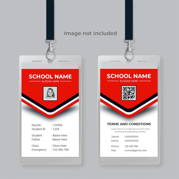 Modelo de psd de design de cartão de identificação de estudante universitário