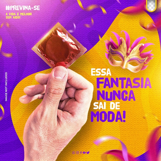 Modelo de psd mídia social festas de carnaval brasileiro com fundo colorido carnaval brasileiro