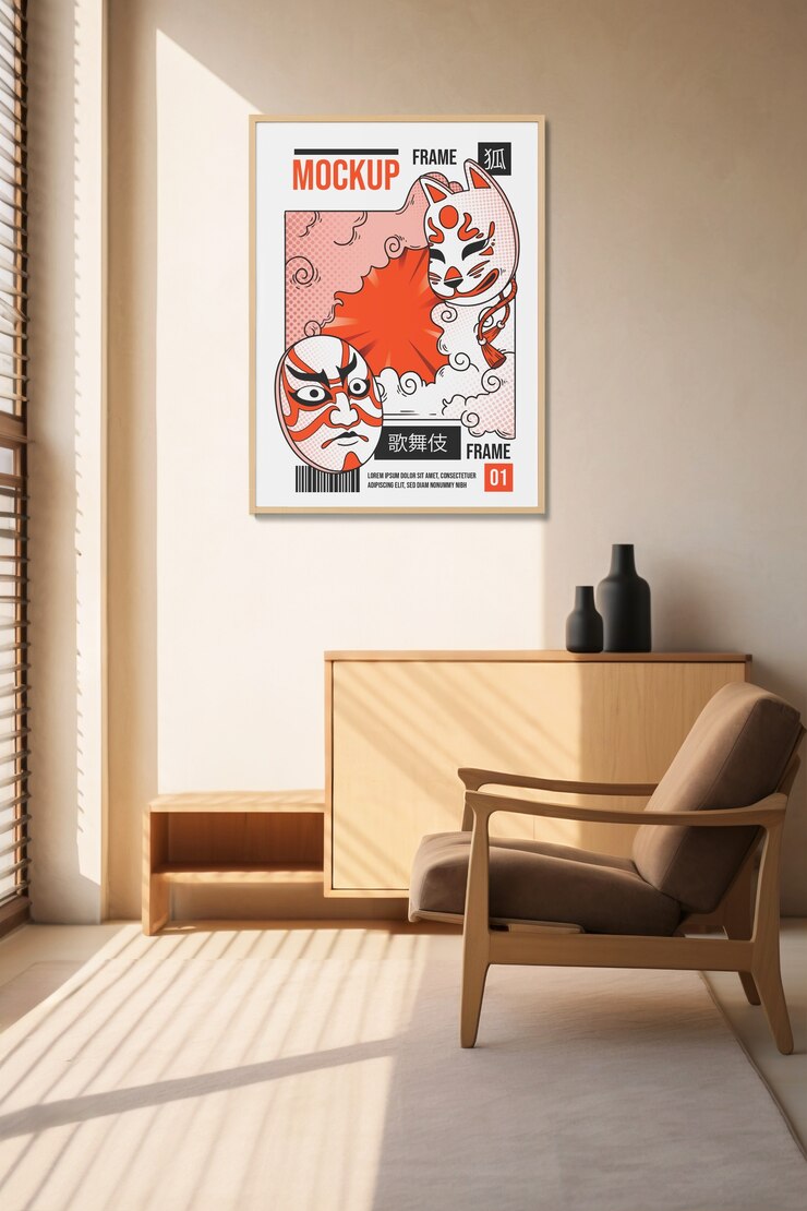 Modelo de quadro na sala japonesa