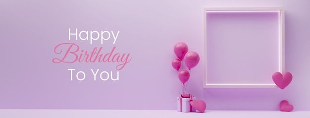 PSD modelo de renderização 3d de banner de promoção de feliz aniversário