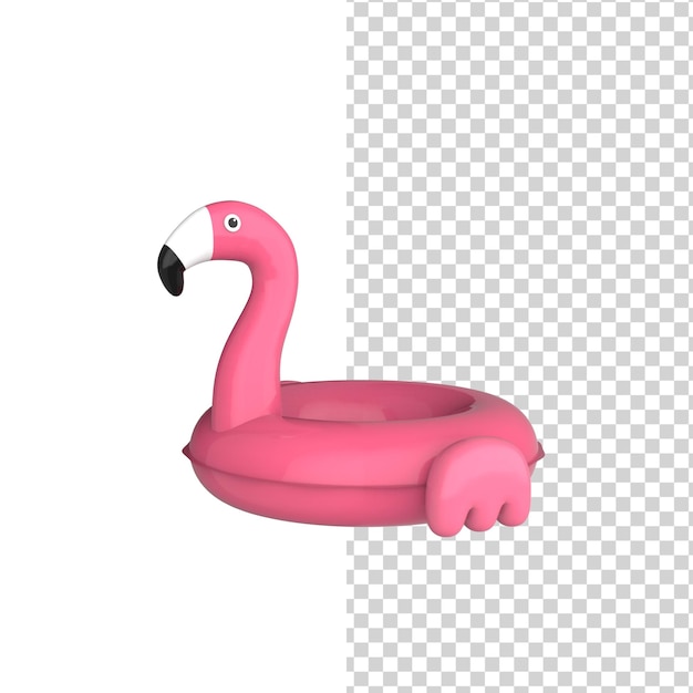 Modelo de renderização 3d pink flamingo swimming ring