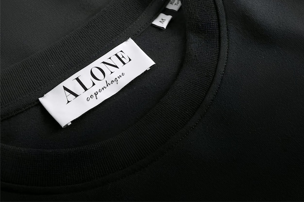 Modelo de rótulo de logotipo camisola preta