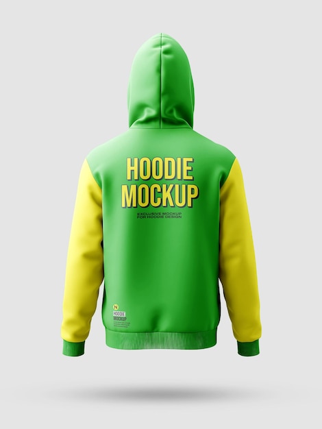 Modelo de roupa com capuz de vista traseira