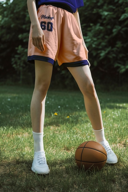 PSD modelo de roupas de basquete