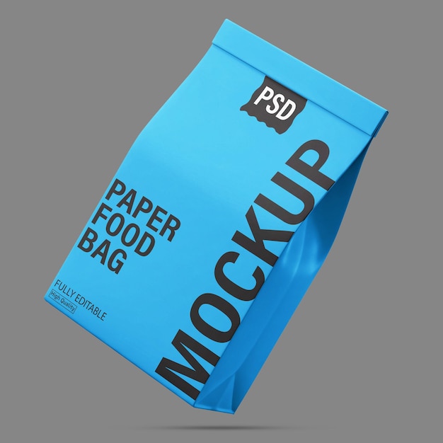 Modelo de saco de papel azul para marca e exibição de produtos